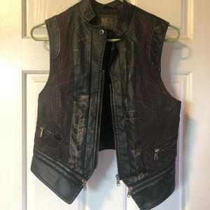 Hand-Painted Distressed Faux Leather Vest